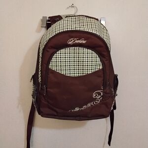Vintage 2006 Dakine Brown Backpack Cream & Green Patterned Accents – GUC *Flaw